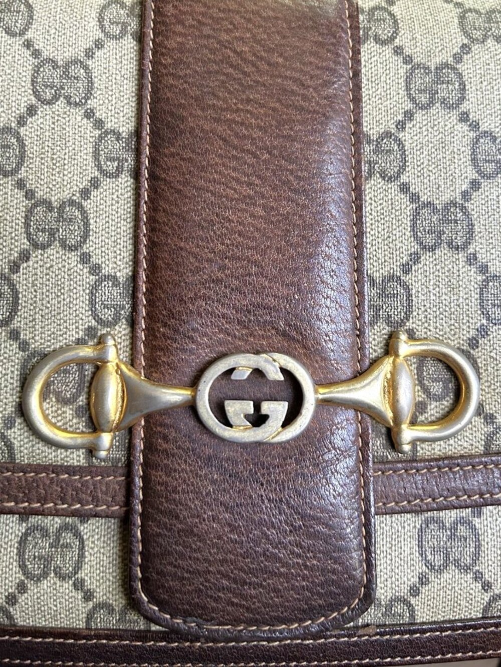 GUCCI GG Horsebit Clutch Shoulder Bag, Brown - Picture 3 of 13
